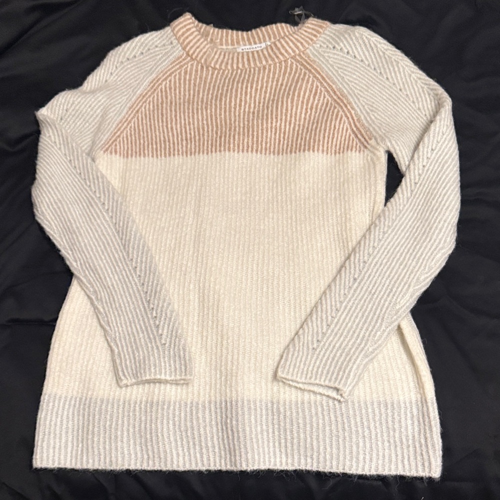 Staccato Cream and Tan Crew Neck Sweater